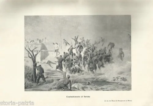 Antique Print: Battle of Seriate, Risorgimento, Garibaldi, Induno