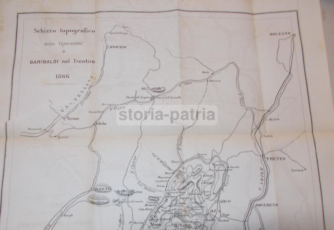 Mappa Antica Campagna Garibaldi Trentino 1866 Risorgimento Italiano