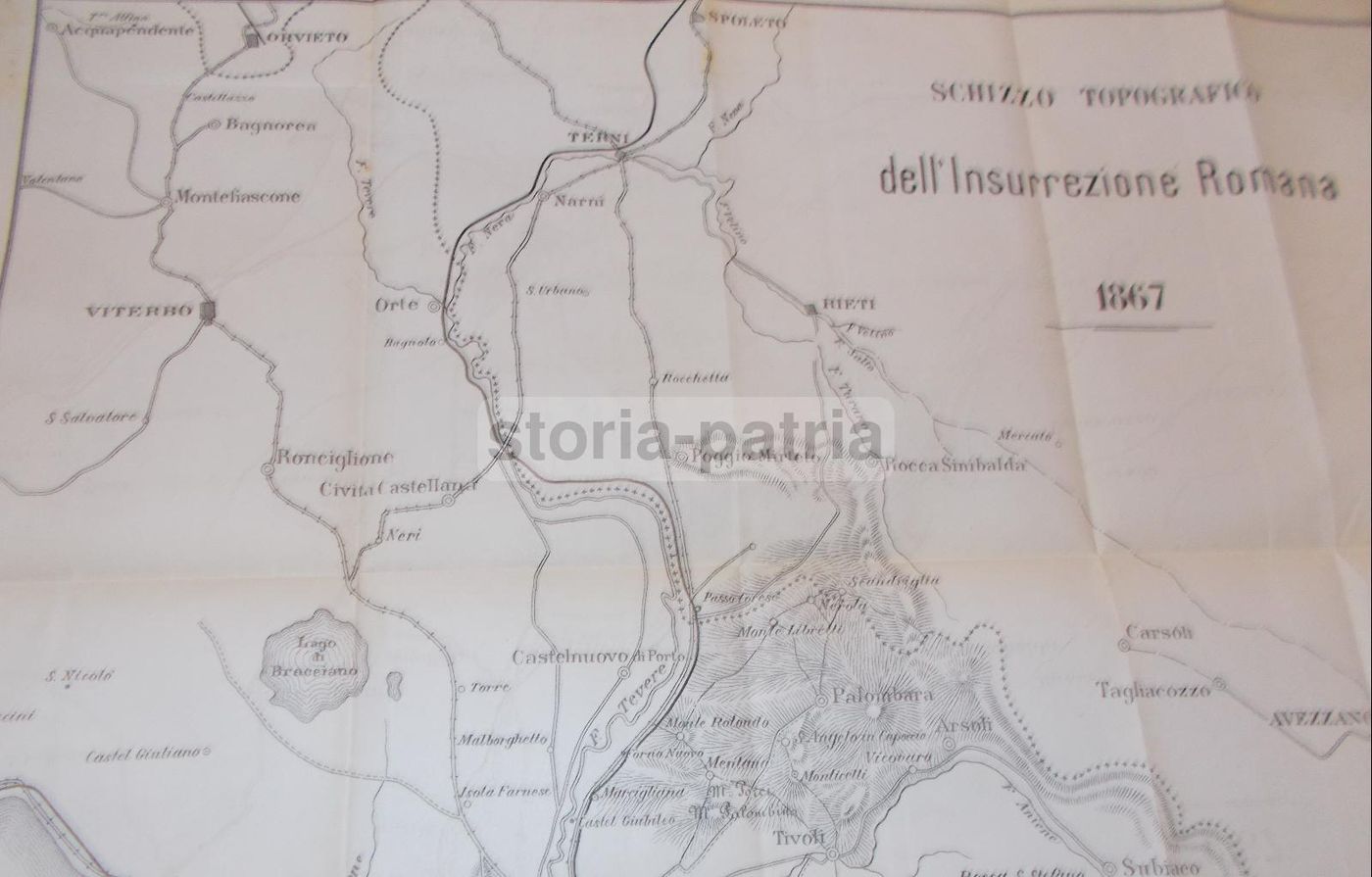 Mappa Insurrezione Romana 1867 Garibaldi Lazio Abruzzo Risorgimento
