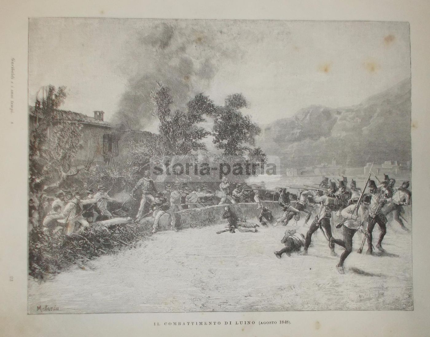 Il Combattimento Di Luino (agosto 1848)   Stampa Antica
