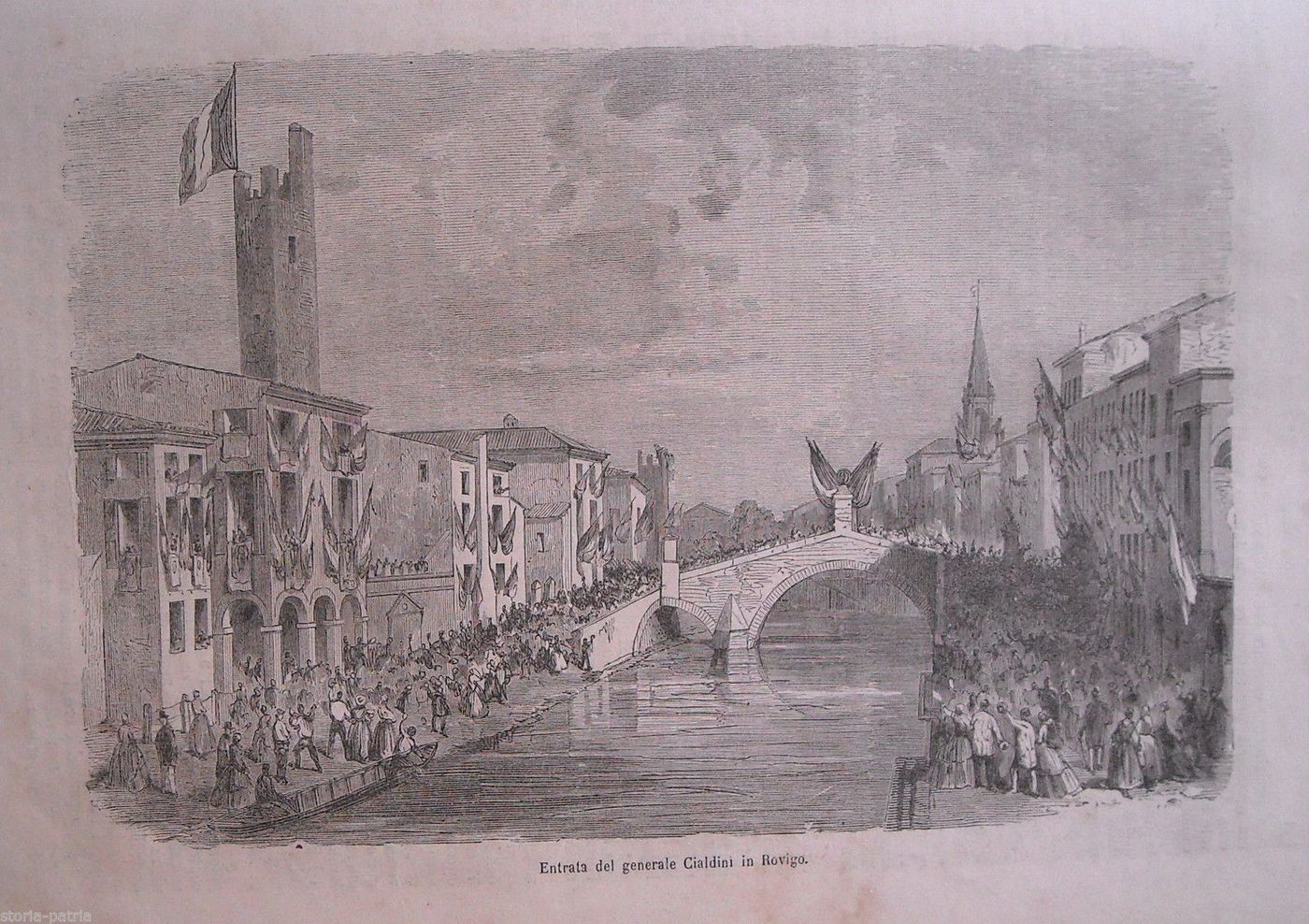 Stampa Antica: Generale Cialdini A Rovigo, 1866