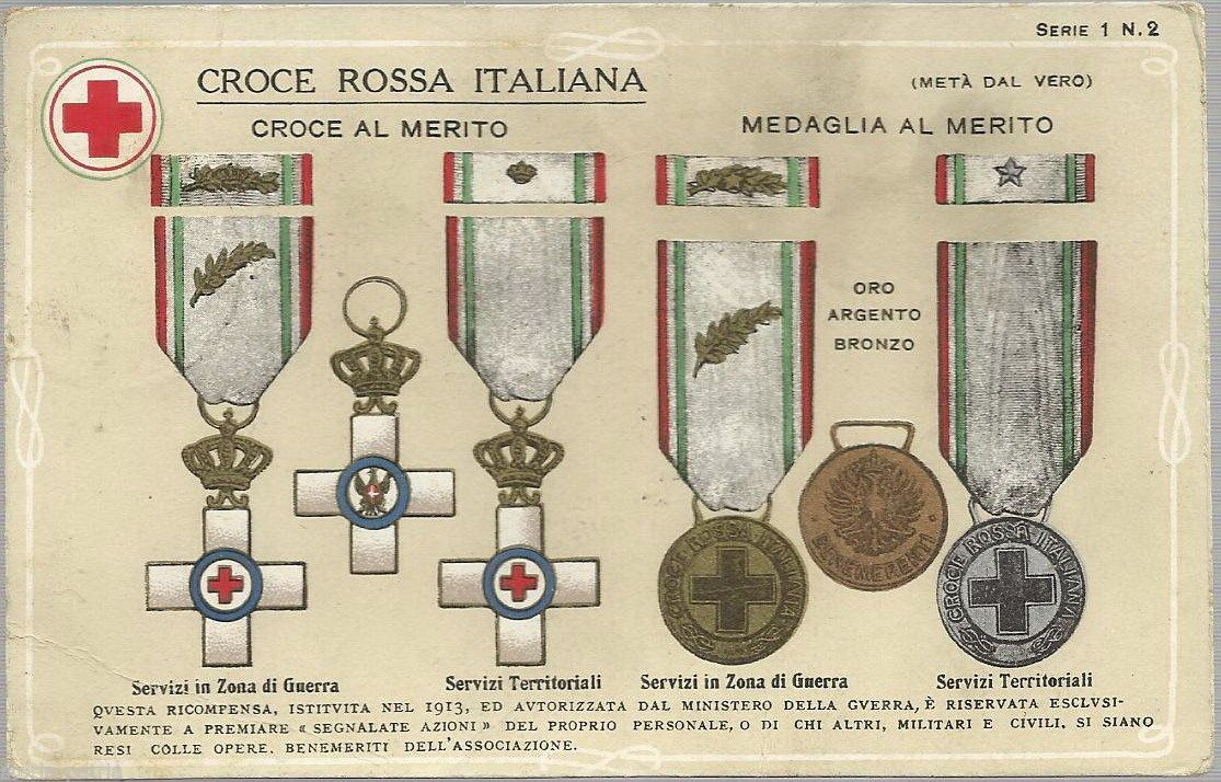 Cartolina Croce Rossa Italiana: Medaglie E Croci Al Merito, 1900 Circa