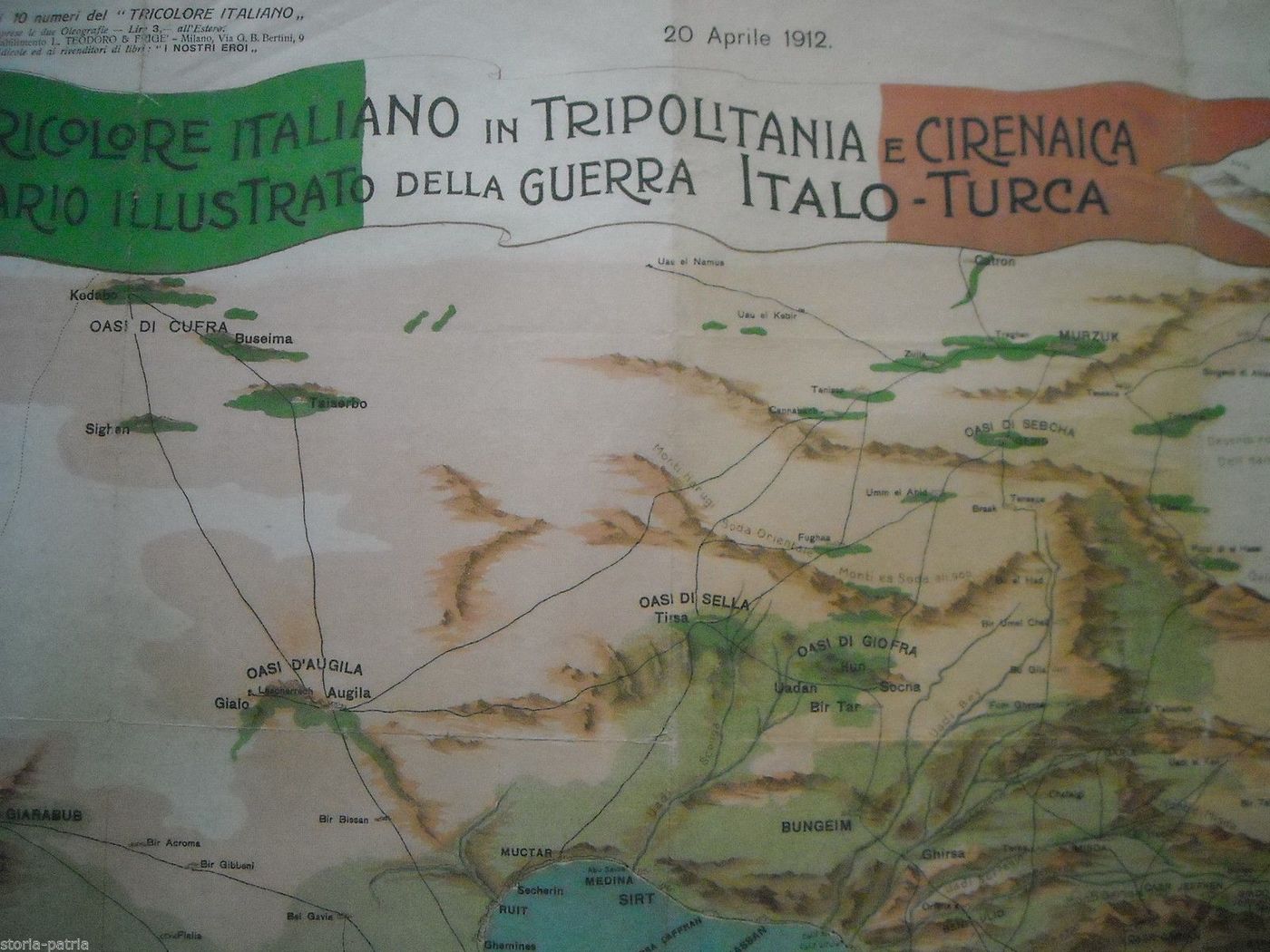 Mappa Della Guerra Italo Turca 1912 Tripolitania, Cirenaica E Libia