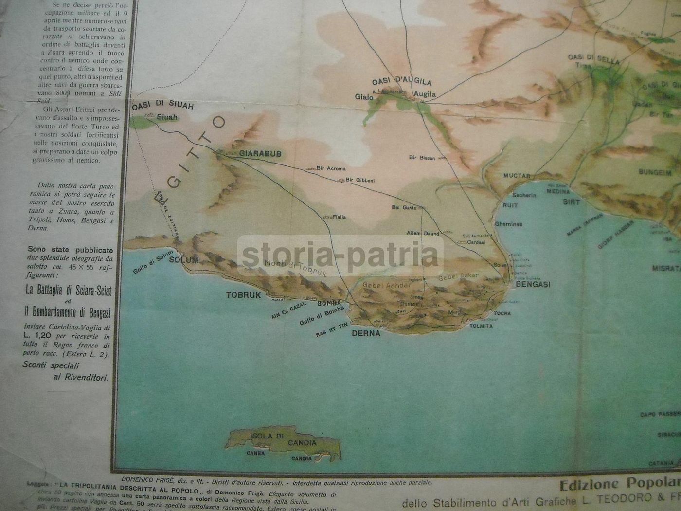 Mappa Della Guerra Italo Turca 1912 Tripolitania, Cirenaica E Libia