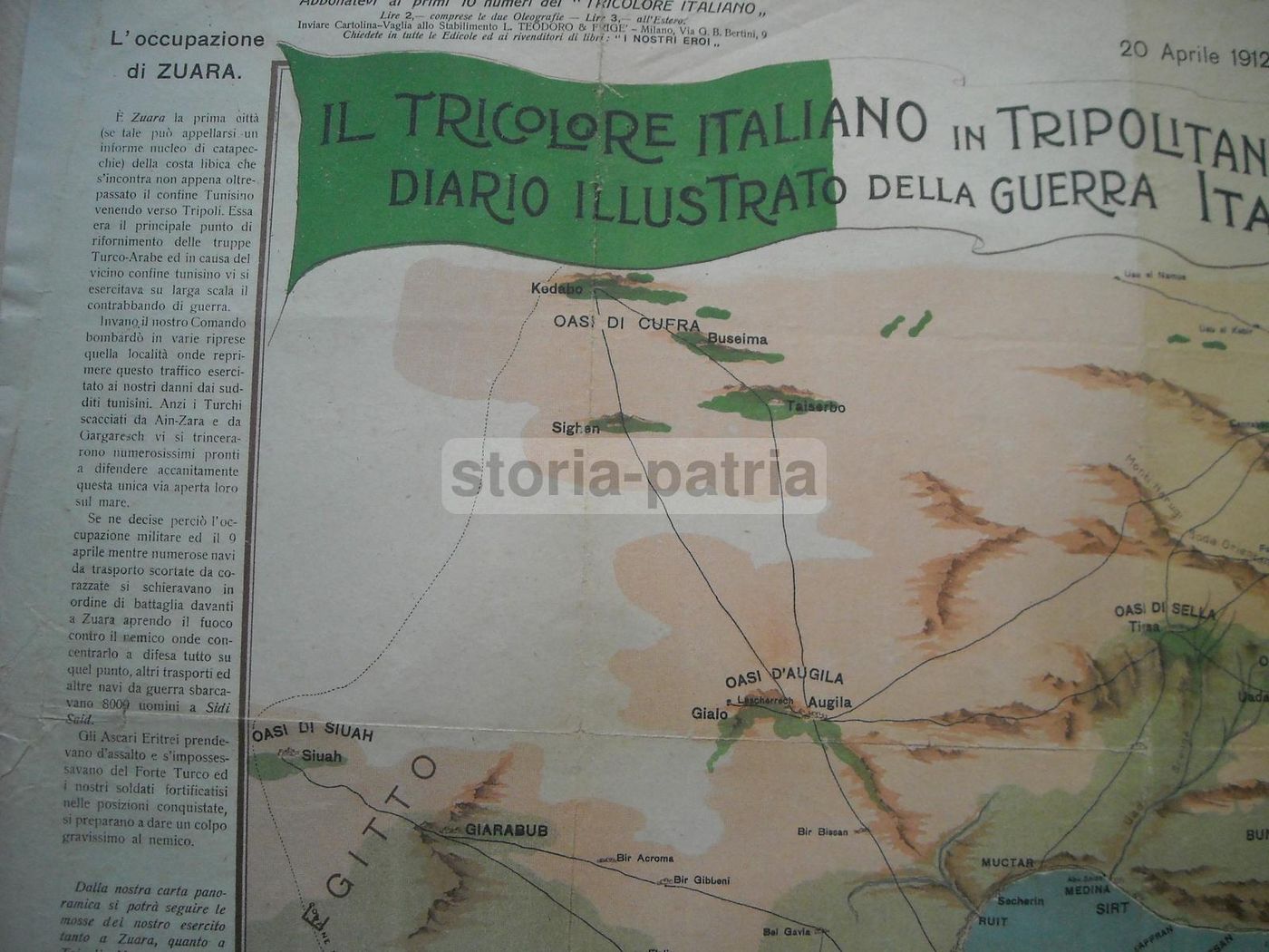 Mappa Della Guerra Italo Turca 1912 Tripolitania, Cirenaica E Libia