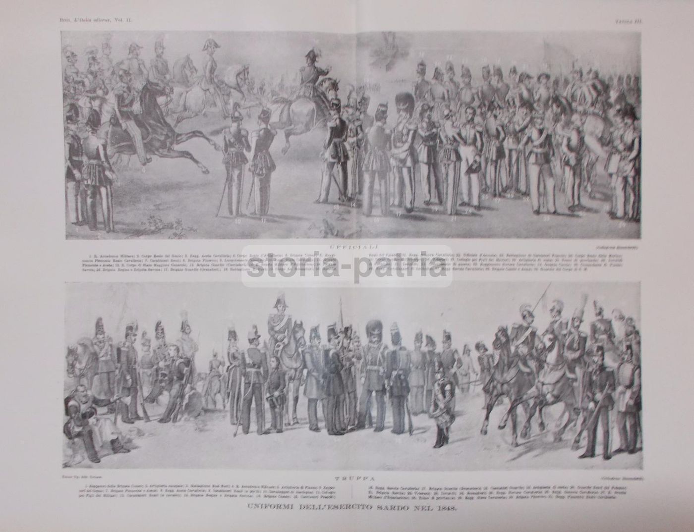 Stampa Uniformi Esercito Sardo 1848, Genio, Savoia Cavalleria, Aosta