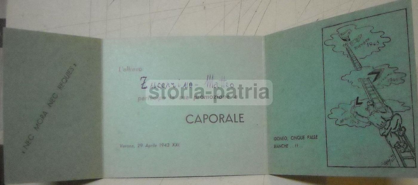 Pieghevole Militare 1943 Verona, Allievi Ufficiali Con Vignetta Umoristica