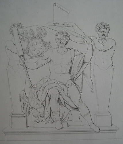 Stampa Antica Del XIX Secolo: Mitologia, Allegoria E Araldica Di Marcucci E Bianchi