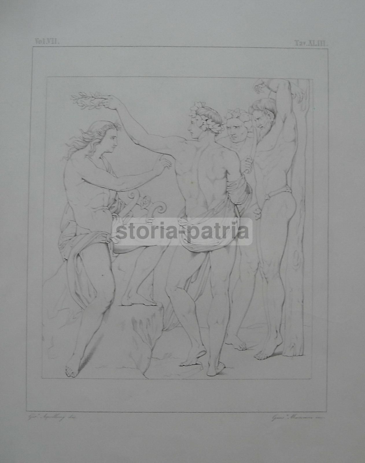 Stampa Antica Mitologica, Giuseppe Marcucci Su Disegno Di G. Apollonj, Metà XIX Secolo