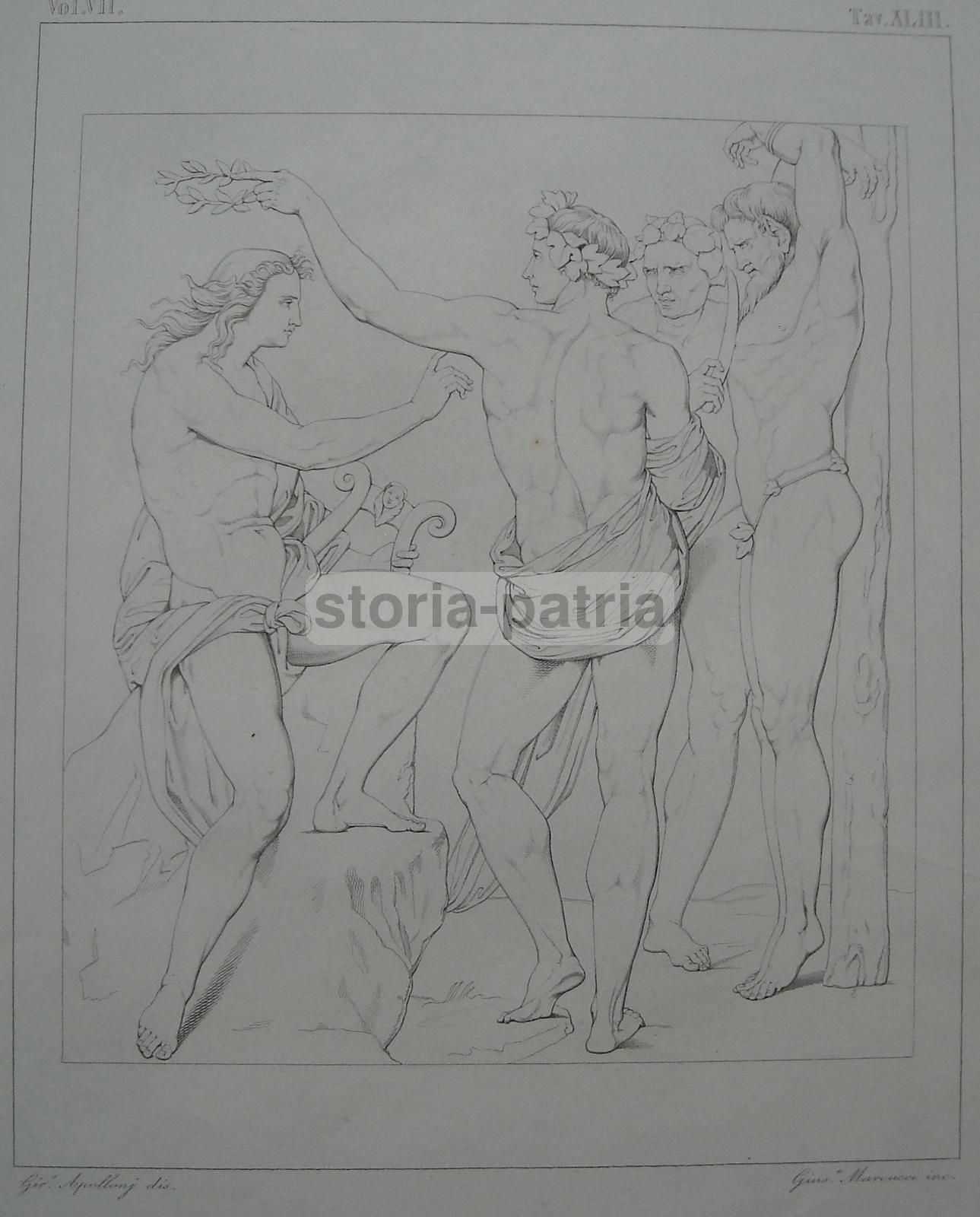 Stampa Antica Mitologica, Giuseppe Marcucci Su Disegno Di G. Apollonj, Metà XIX Secolo
