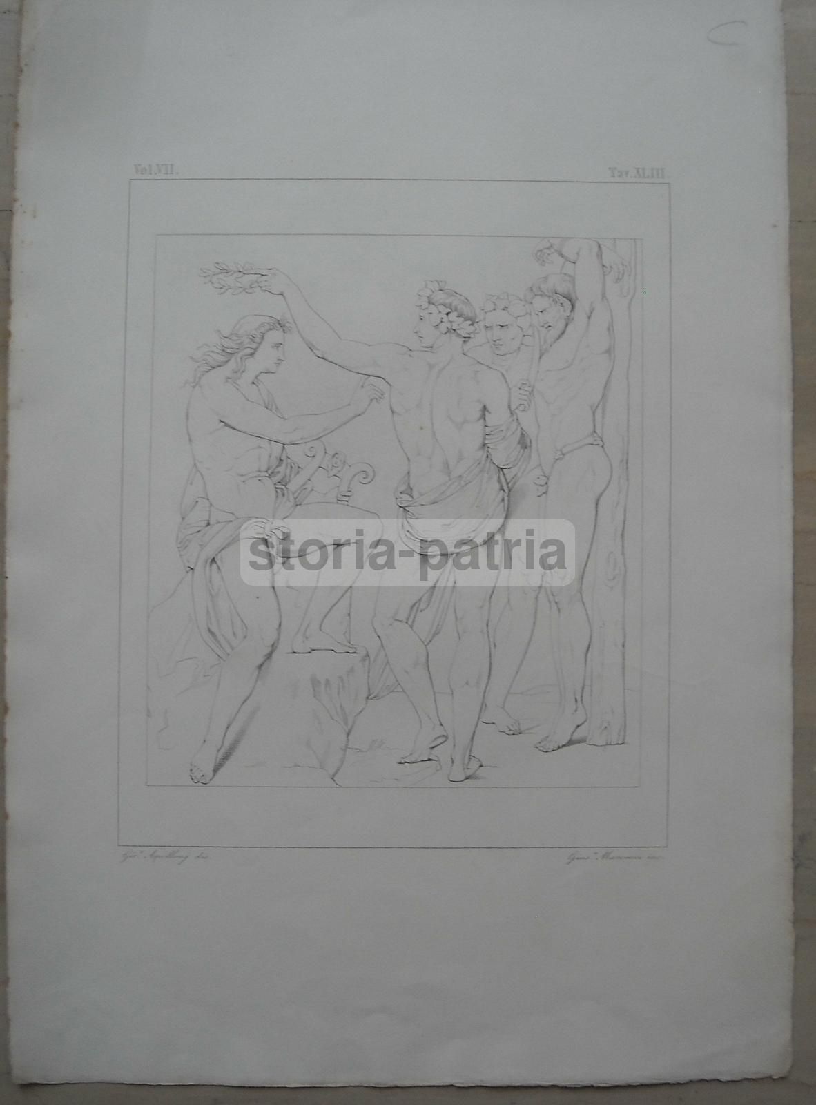 Stampa Antica Mitologica, Giuseppe Marcucci Su Disegno Di G. Apollonj, Metà XIX Secolo