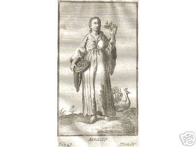 Incisione Antica Allegoria Mitologica Maggio Fine '700