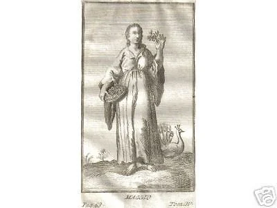 Antique Engraving, Mythological Allegory of May, Late 1700s