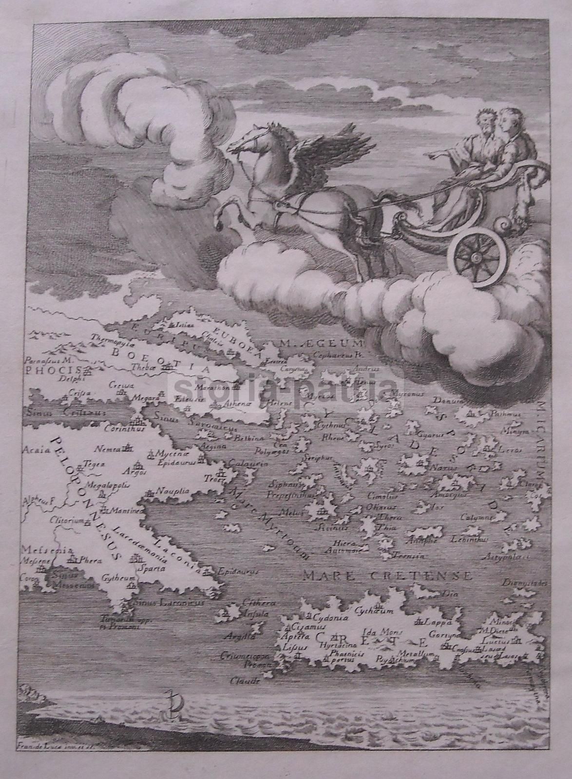 Biga Alata Mitologica: Grecia Antica, Incisione Di Francesco De Luca, 1763