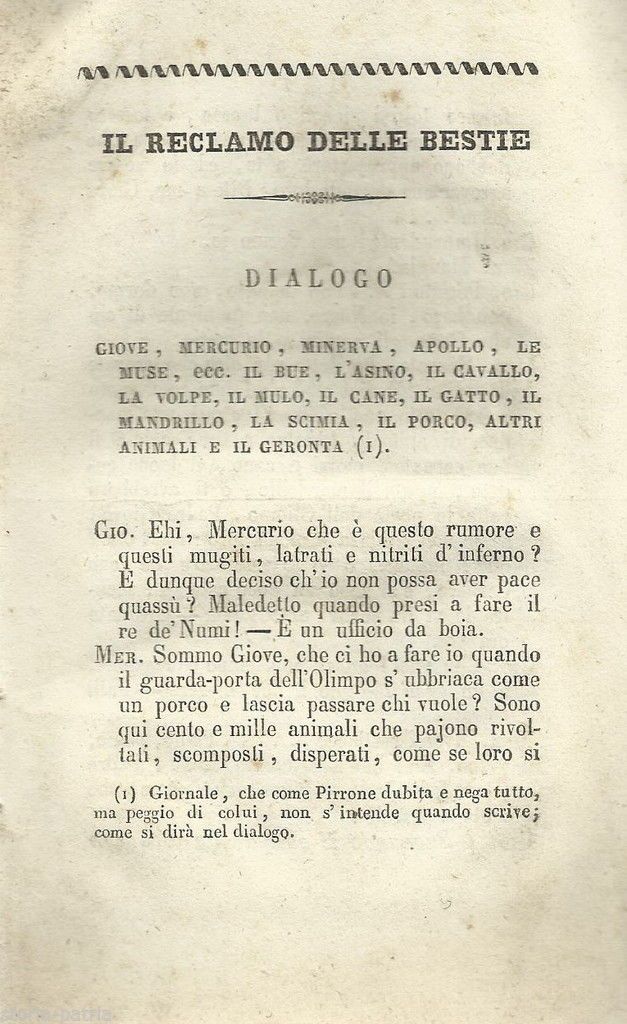 Il Reclamo Delle Bestie (1835): Rara Satira Mitologico Zoologica Napoletana