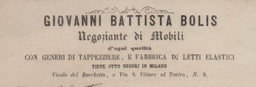 Pubblicità Storica Bolis Mobili Milano 1869 Stampa Originale