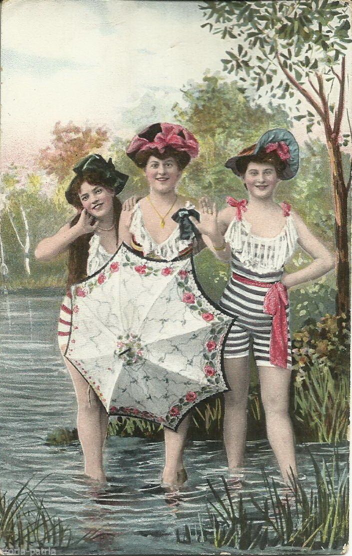 Cartolina Antica Costumi Da Bagno Anni '20 Epoca Liberty