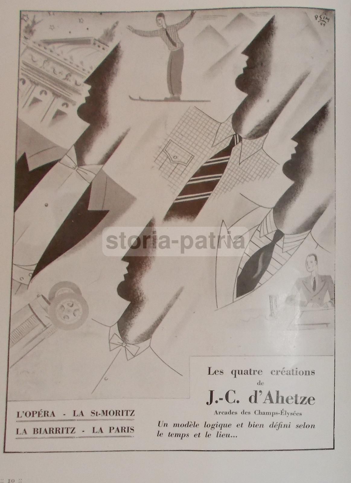 Pubblicità Mammini E J.C. d'Ahetze Moda Sportiva Anni '30