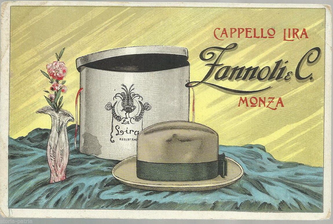 Cartolina Pubblicitaria Cappello Lira, Monza, Anni '30 '40
