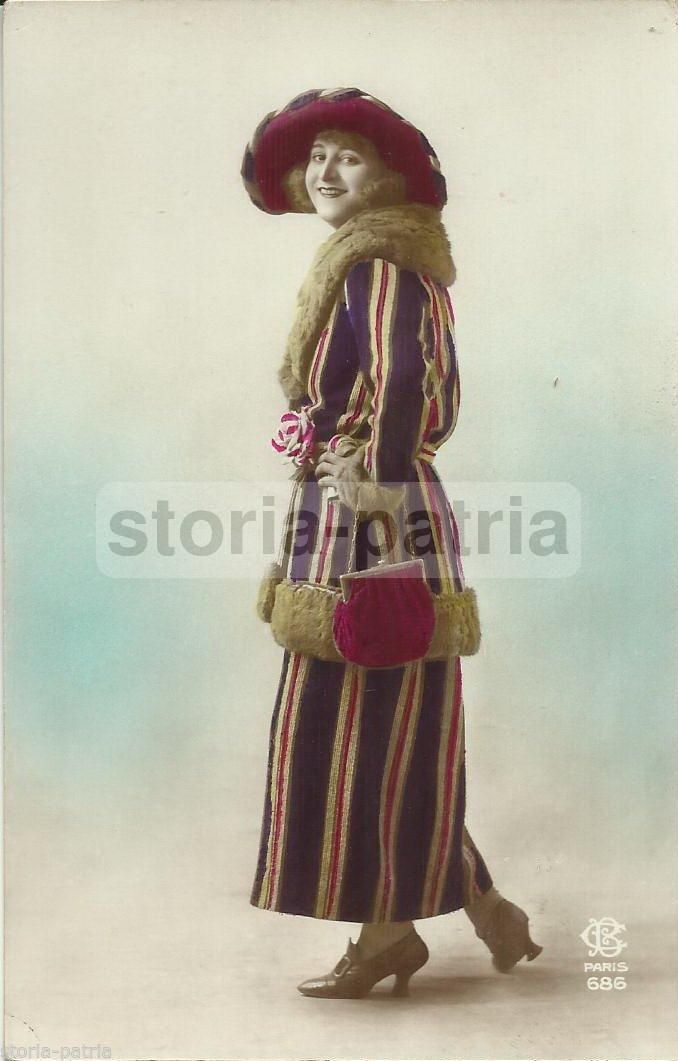Cartolina Illustrata Moda Femminile Anni '20 '30 Stile Liberty Decò