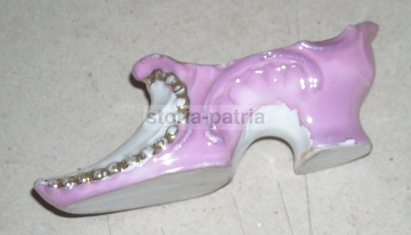 Mini Scarpa Decorativa In Porcellana Con Angelo, Anni '20