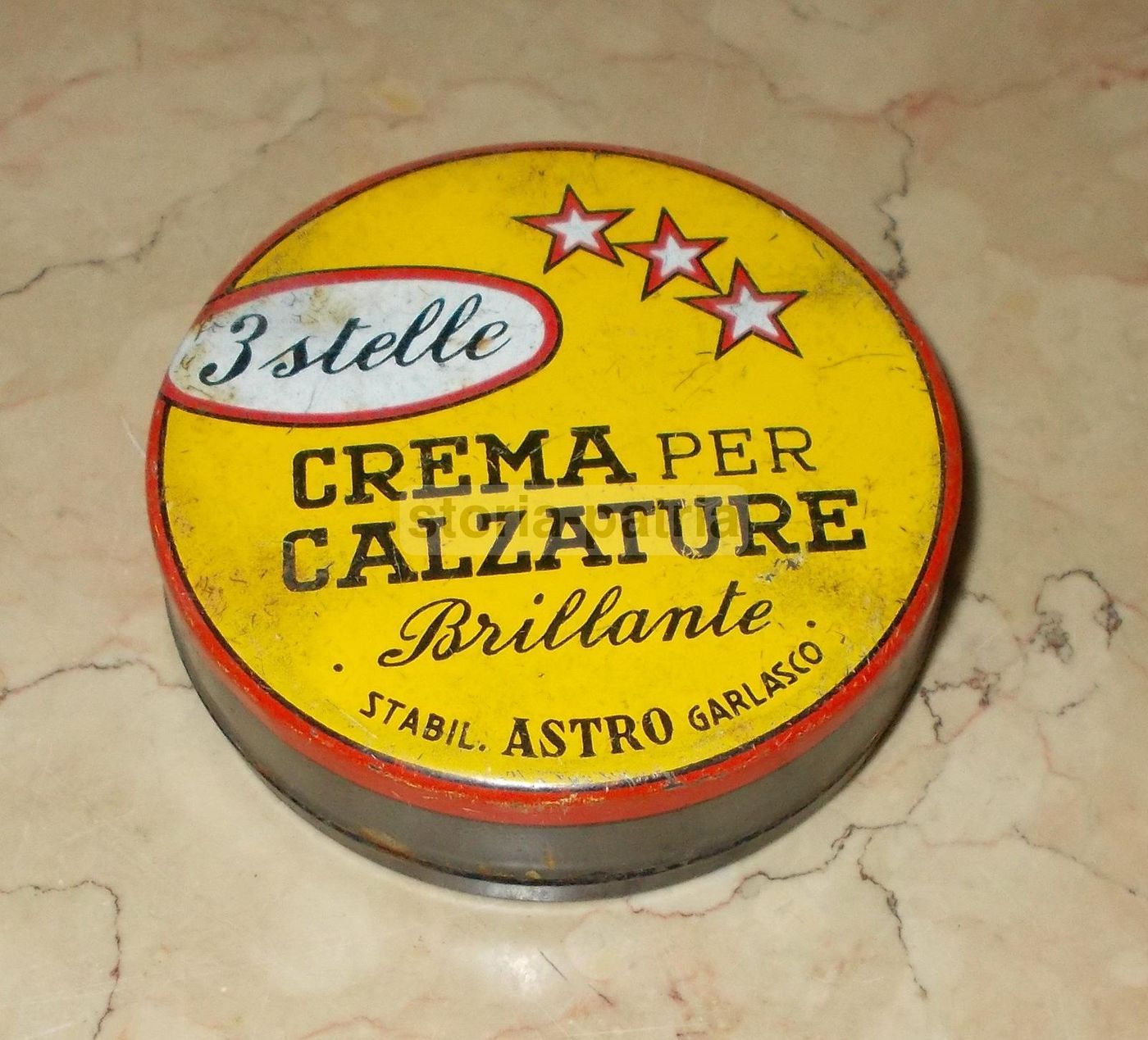 Scatola Latta Crema Lucido Scarpe 3 Stelle Garlasco Anni '30 '60