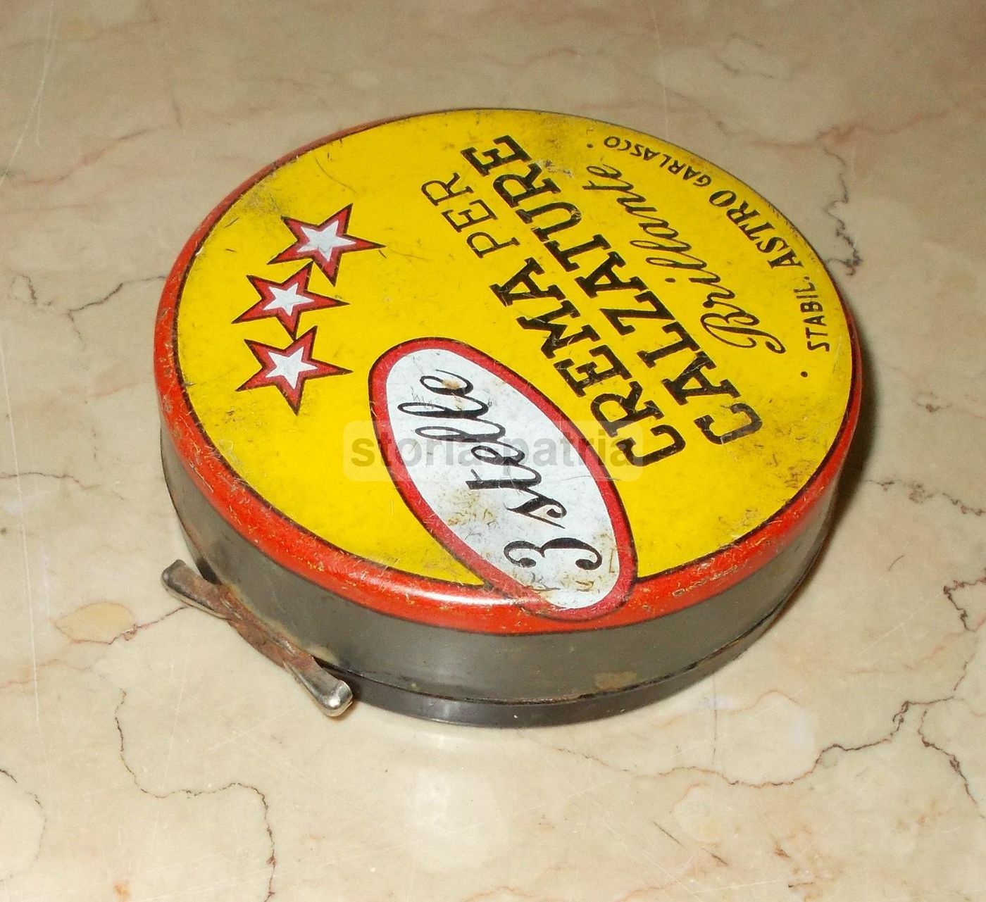 Scatola Latta Crema Lucido Scarpe 3 Stelle Garlasco Anni '30 '60