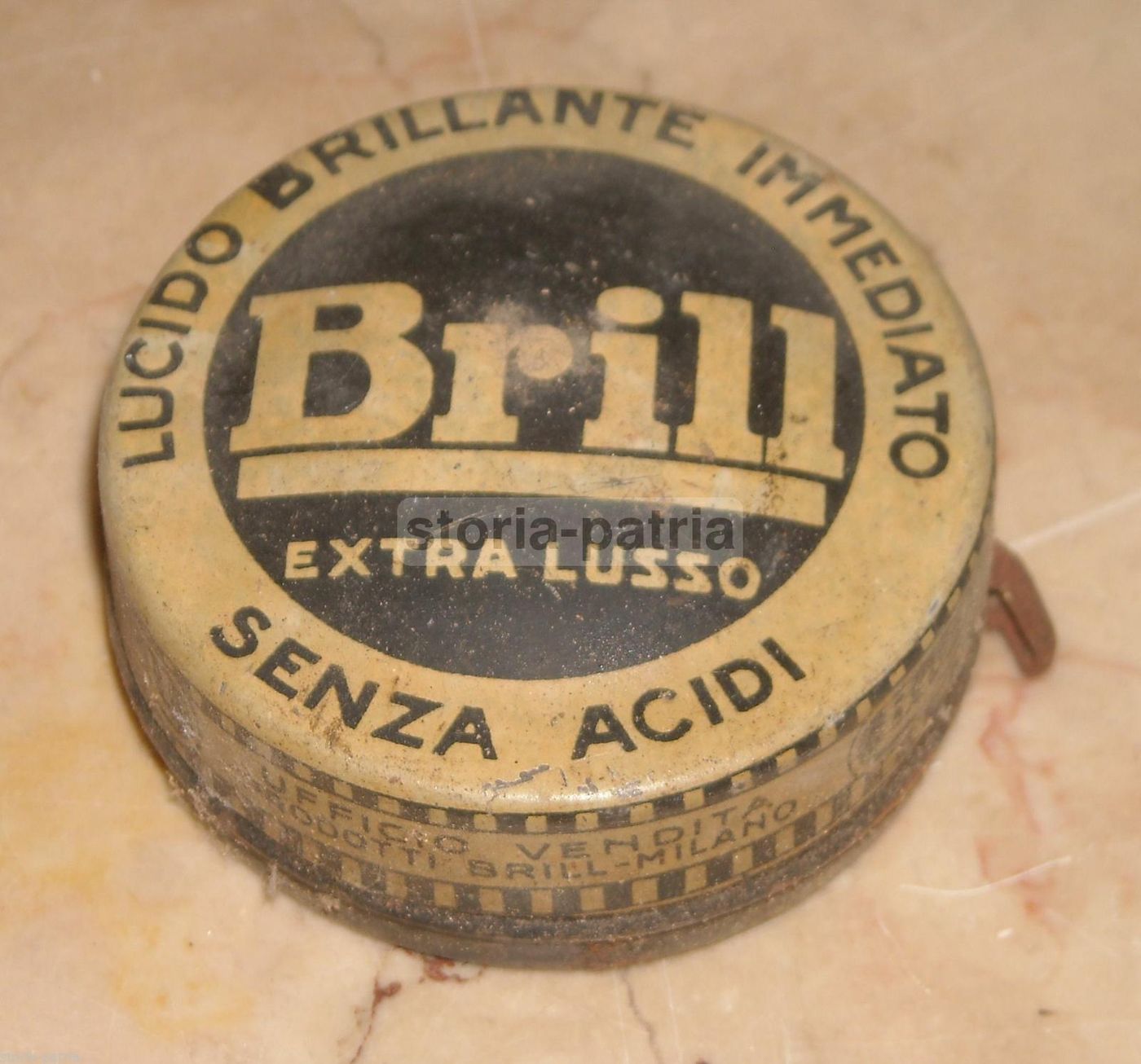 Scatola Vintage Lucido Scarpe Brill Milano Anni '50 In Latta