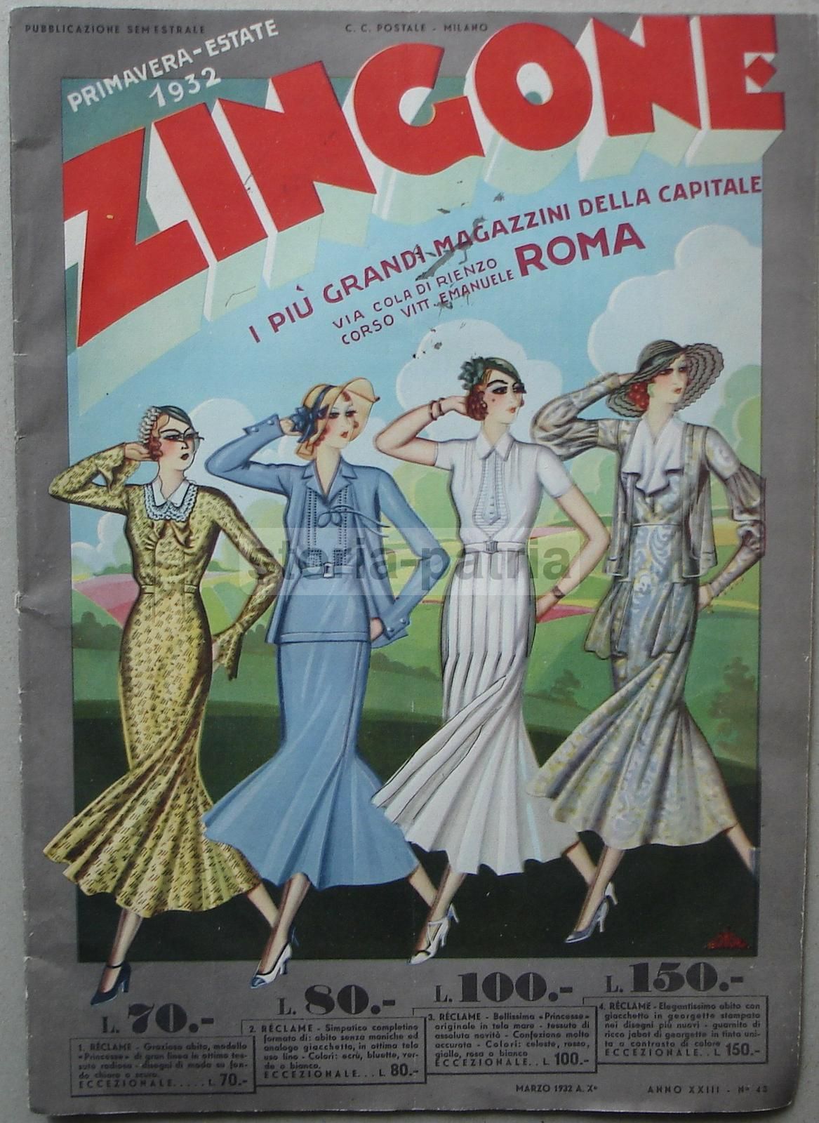 Catalogo Zingone Roma Primavera Estate 1932: Moda, Giocattoli E Arredi