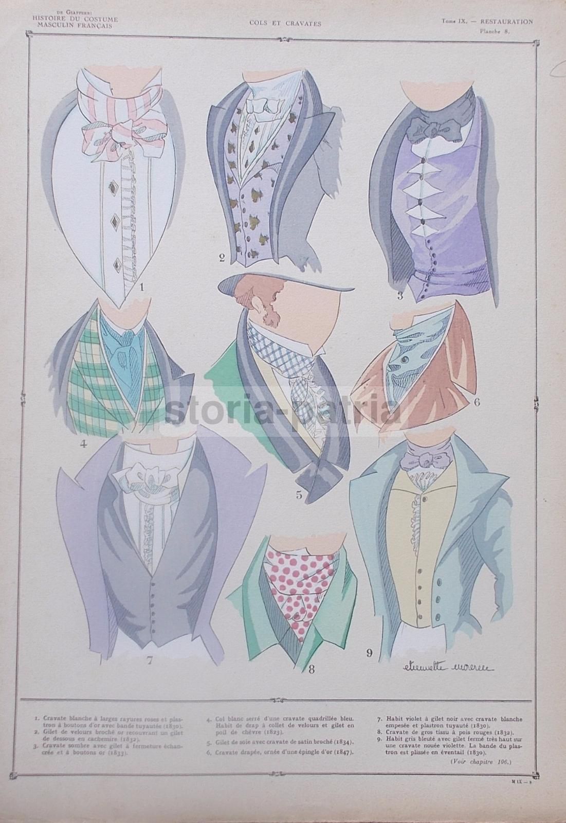 Stampa Antica Colletti E Cravatte Moda Maschile Francese Anni '20