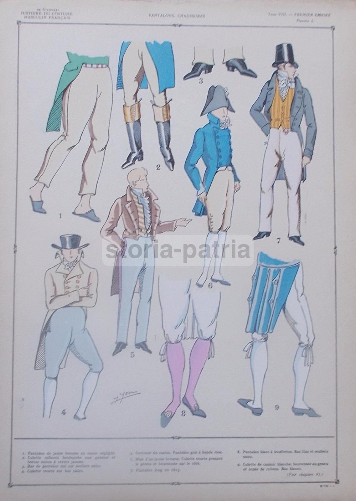 Stampa Antica Moda Maschile Francese Pantaloni Calzature 1920