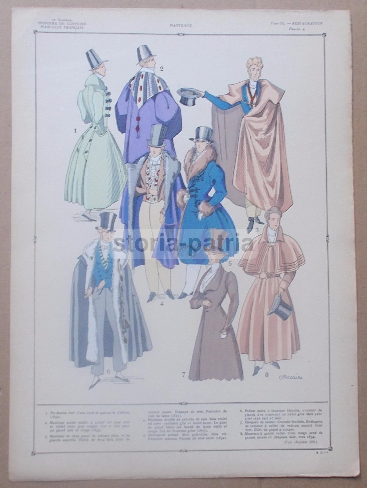 Stampa Antica Moda Maschile Mantelli Francesi Macaire Anni '20