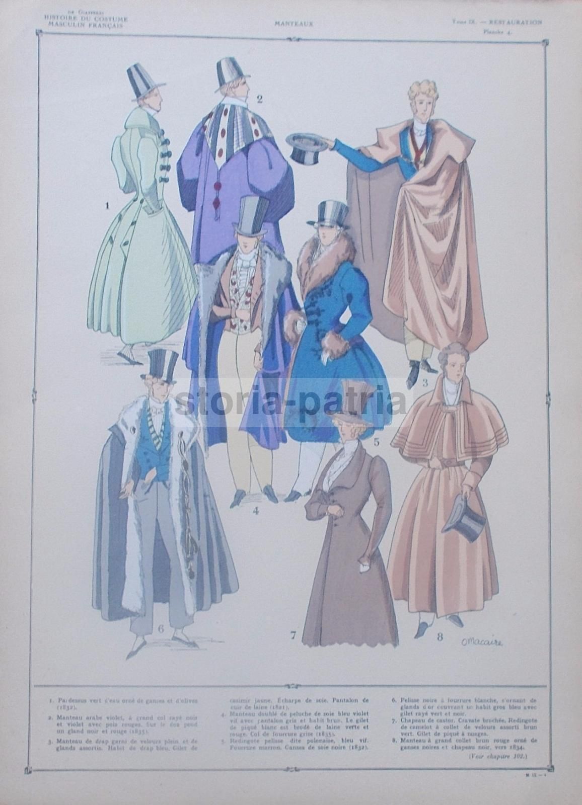 Stampa Antica Moda Maschile Mantelli Francesi Macaire Anni '20