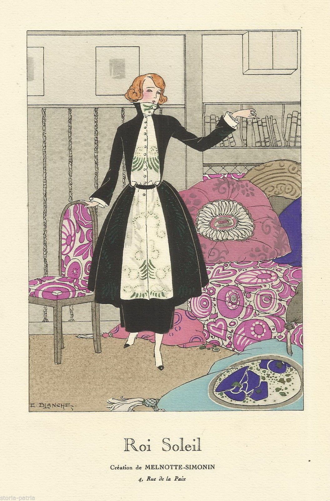 Pochoir Moda E. Blanche Melnotte Simonin "Roi Soleil" Liberty 1920