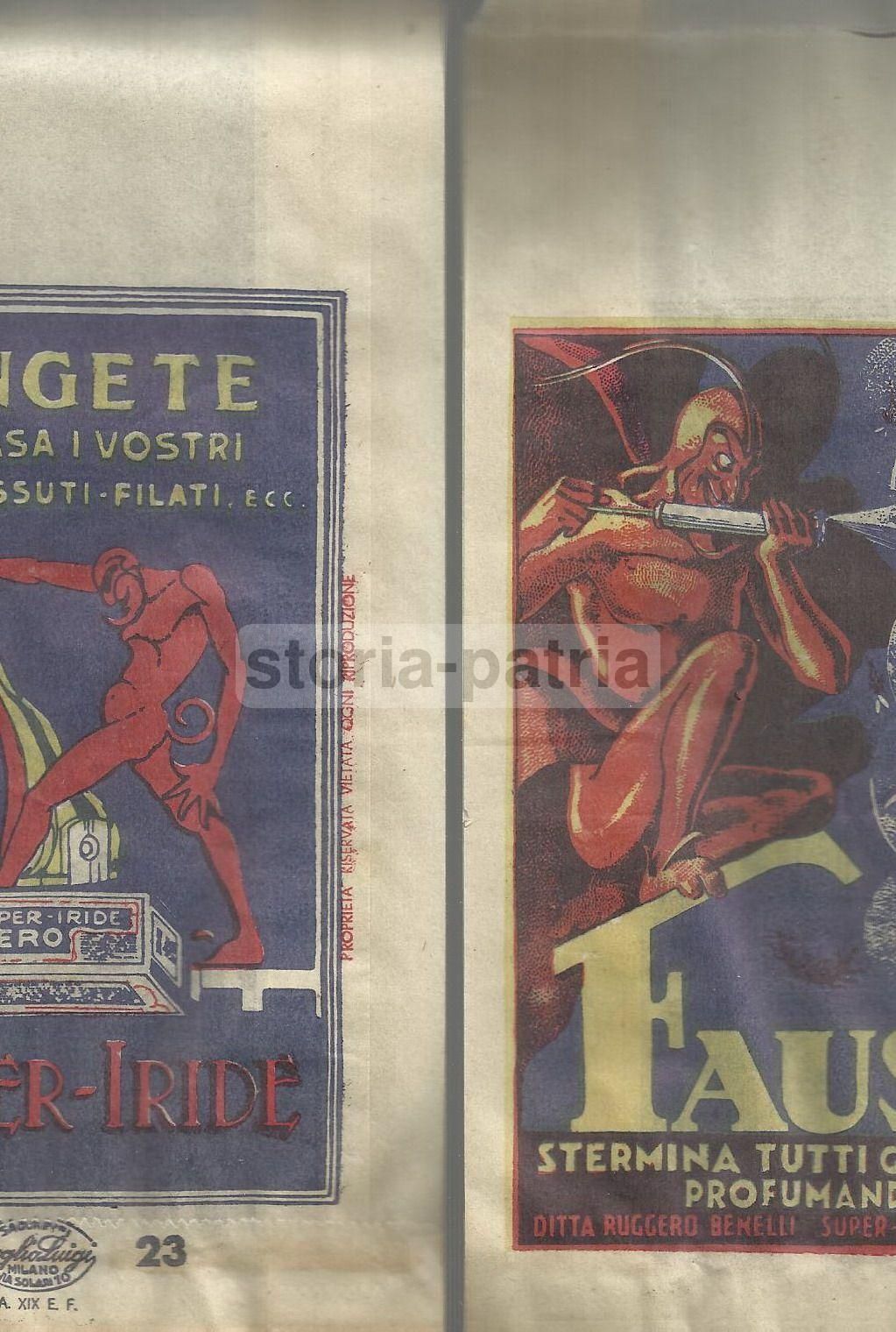 Busta Pubblicitaria Super Iride E Faust Insetticida Benelli Prato