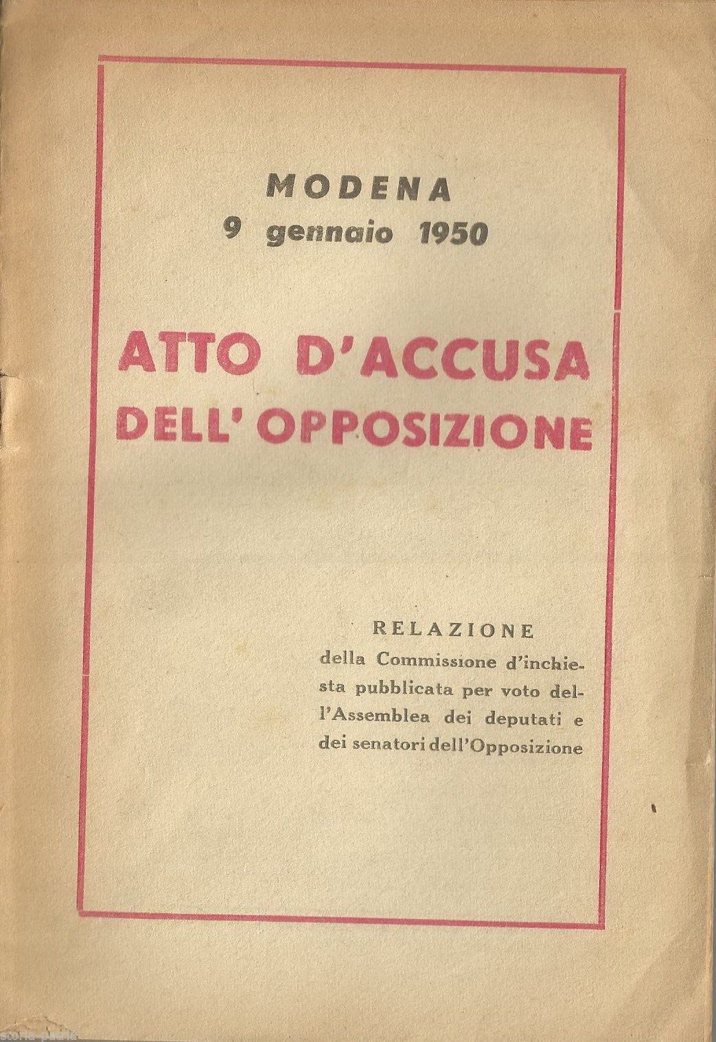 Relazione Terracini: Eccidio Di Modena, 9 Gennaio 1950