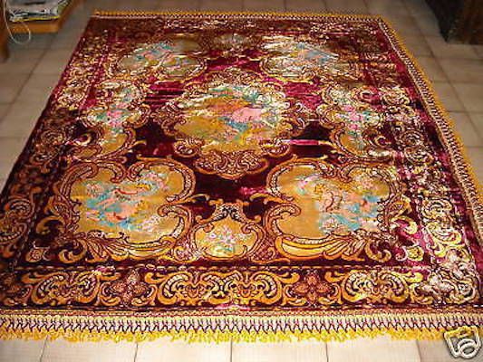 Coperta Floreale Vintage Anni 50 Velluto Conca d'Oro