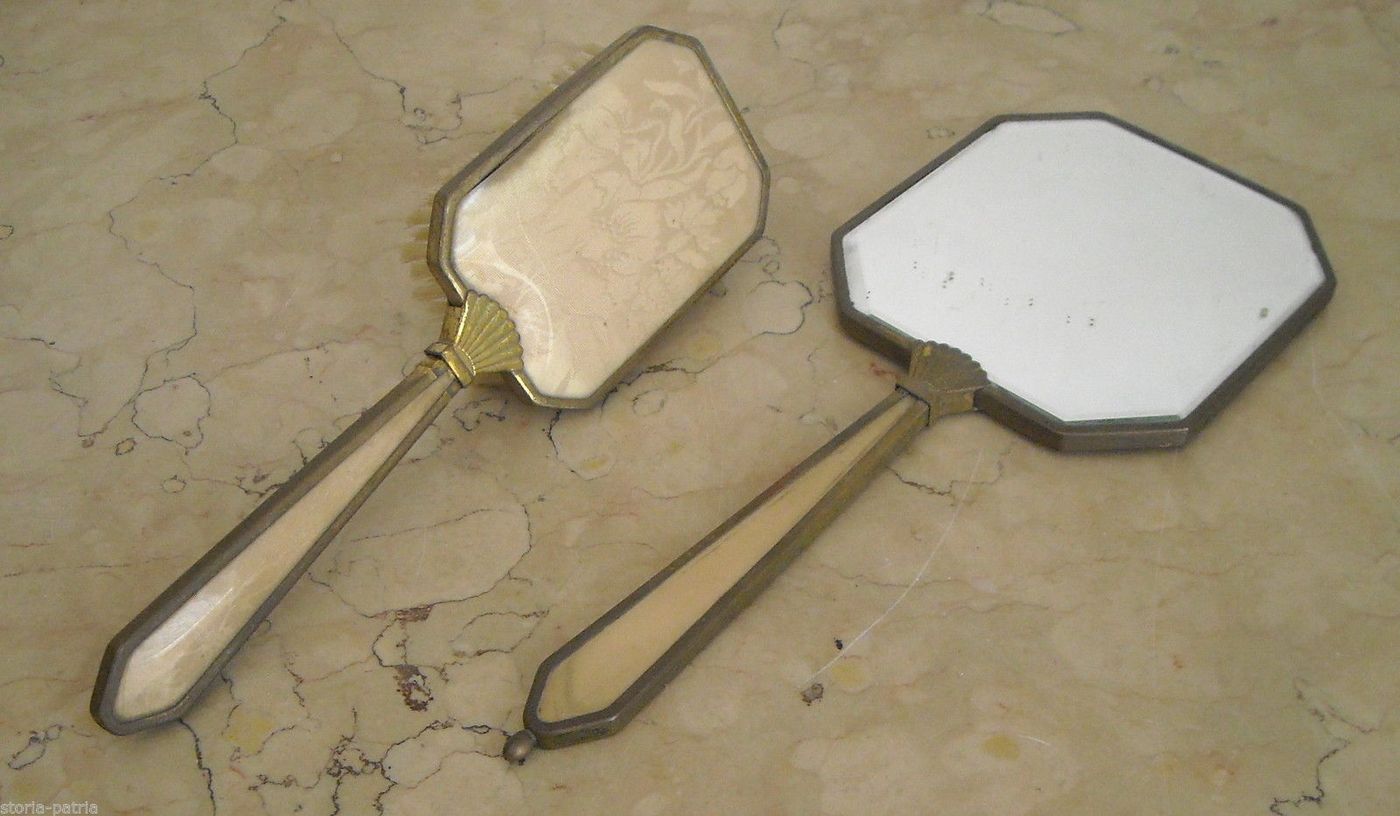 Spazzola E Specchio Da Toilette Art Déco, Anni '30 '50