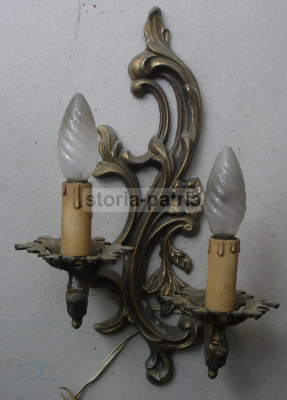 Applique Da Parete Vintage In Metallo Bronzato Anni '50 '60