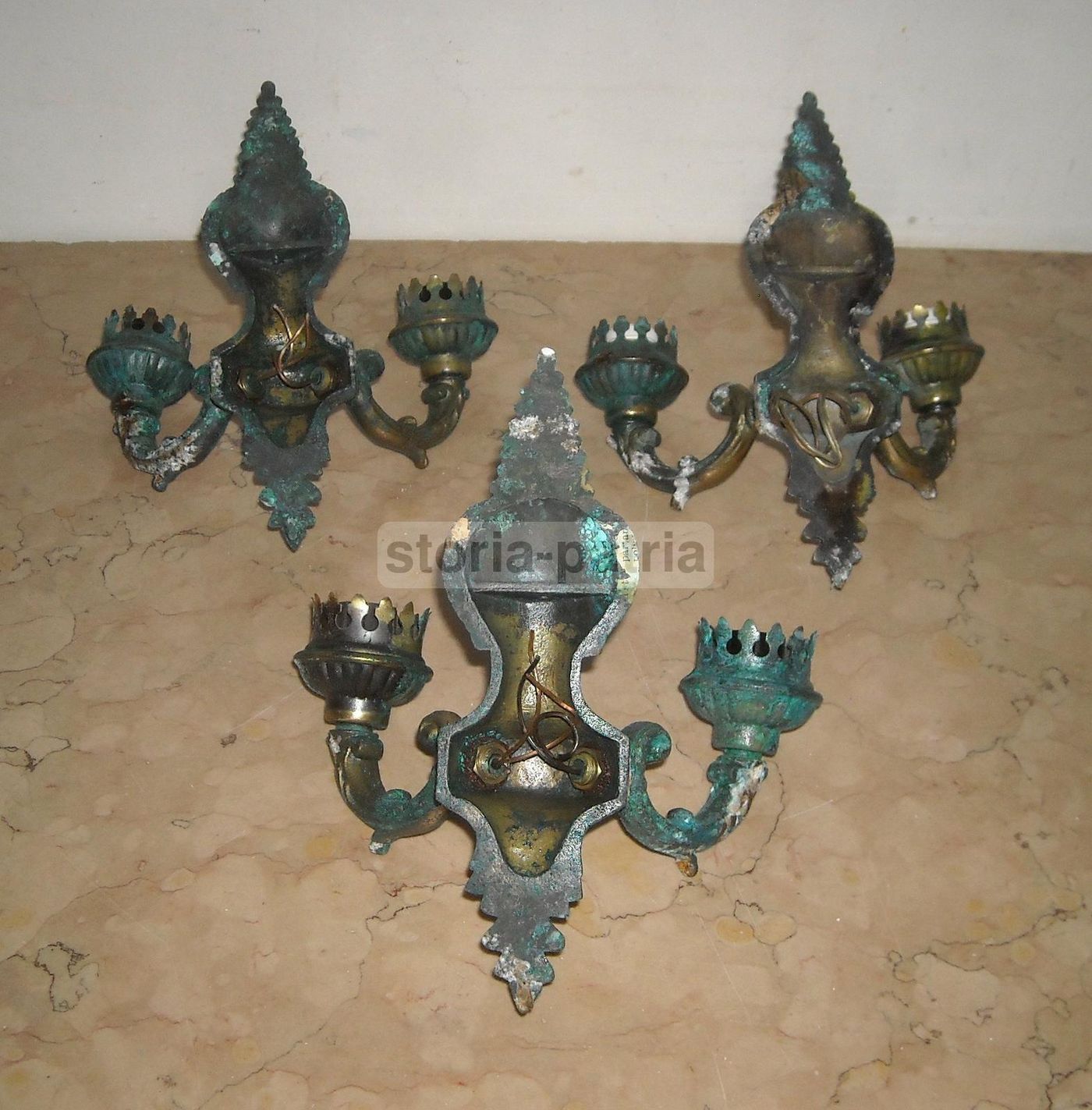 Applique Da Parete In Metallo Bronzato Stile Settecentesco Anni 50