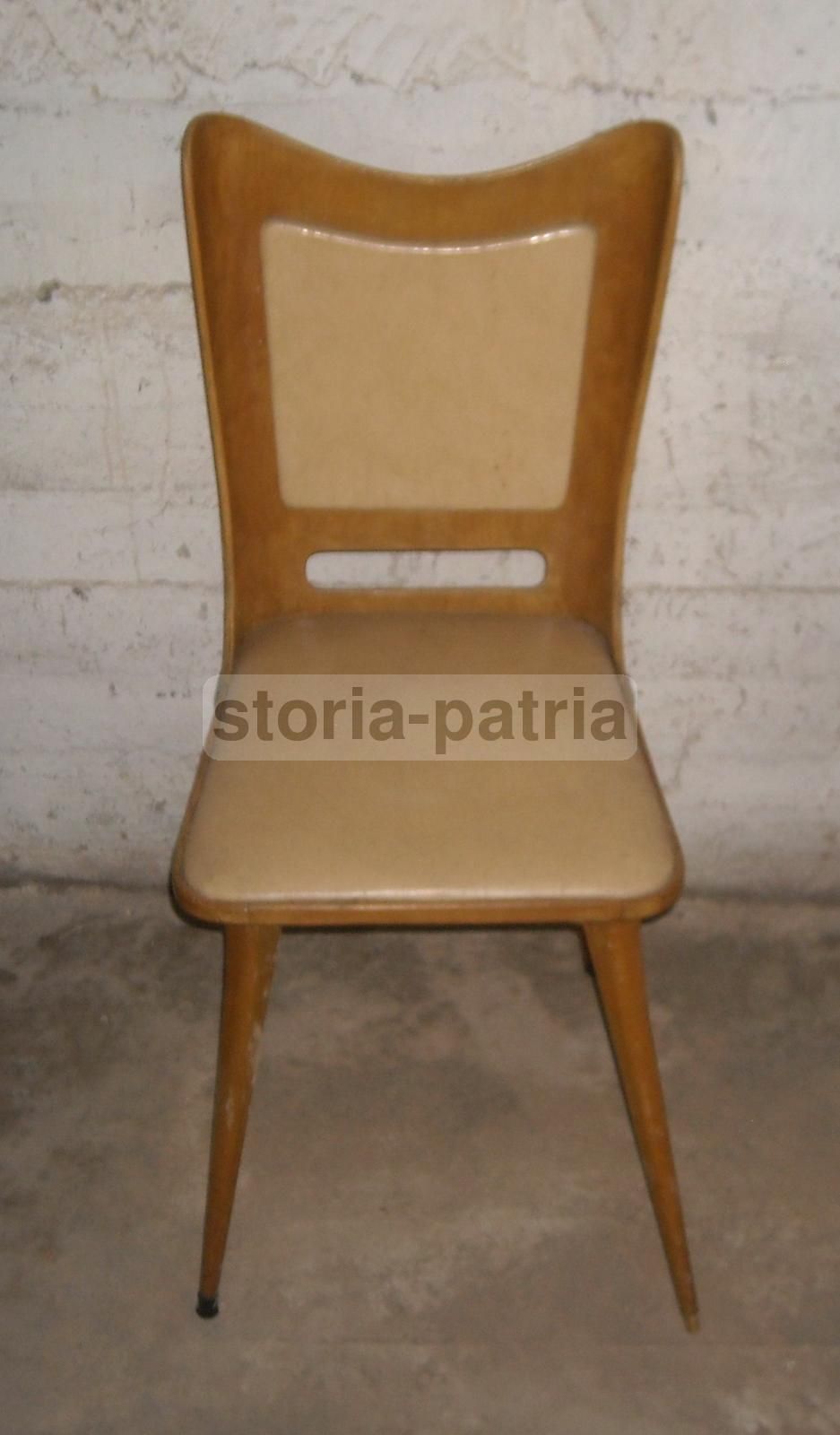Sedia Design Italiano Anni '50 '60 Con Schienale In Legno Curvato