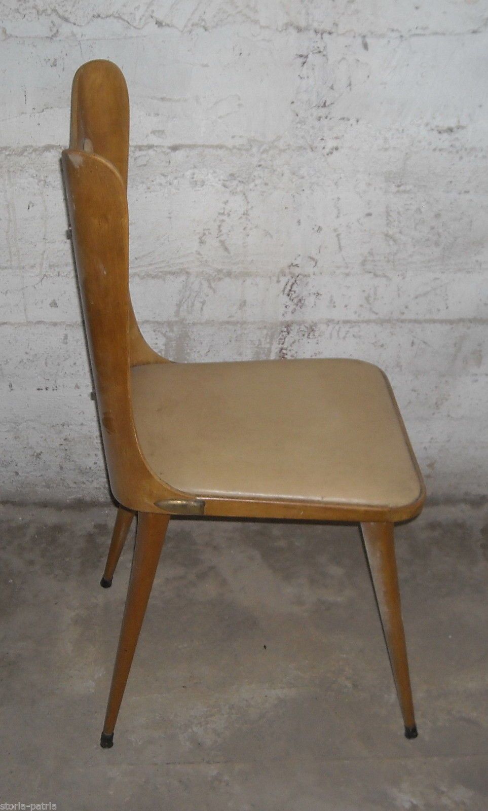 Sedia Design Italiano Anni '50 '60 Con Schienale In Legno Curvato