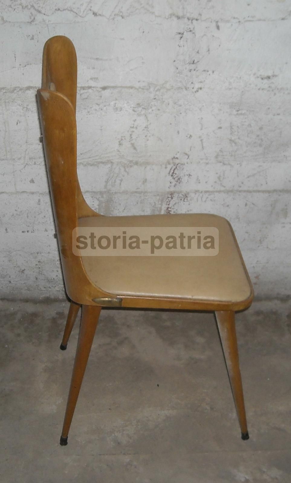 Sedia Design Italiano Anni '50 '60 Con Schienale In Legno Curvato