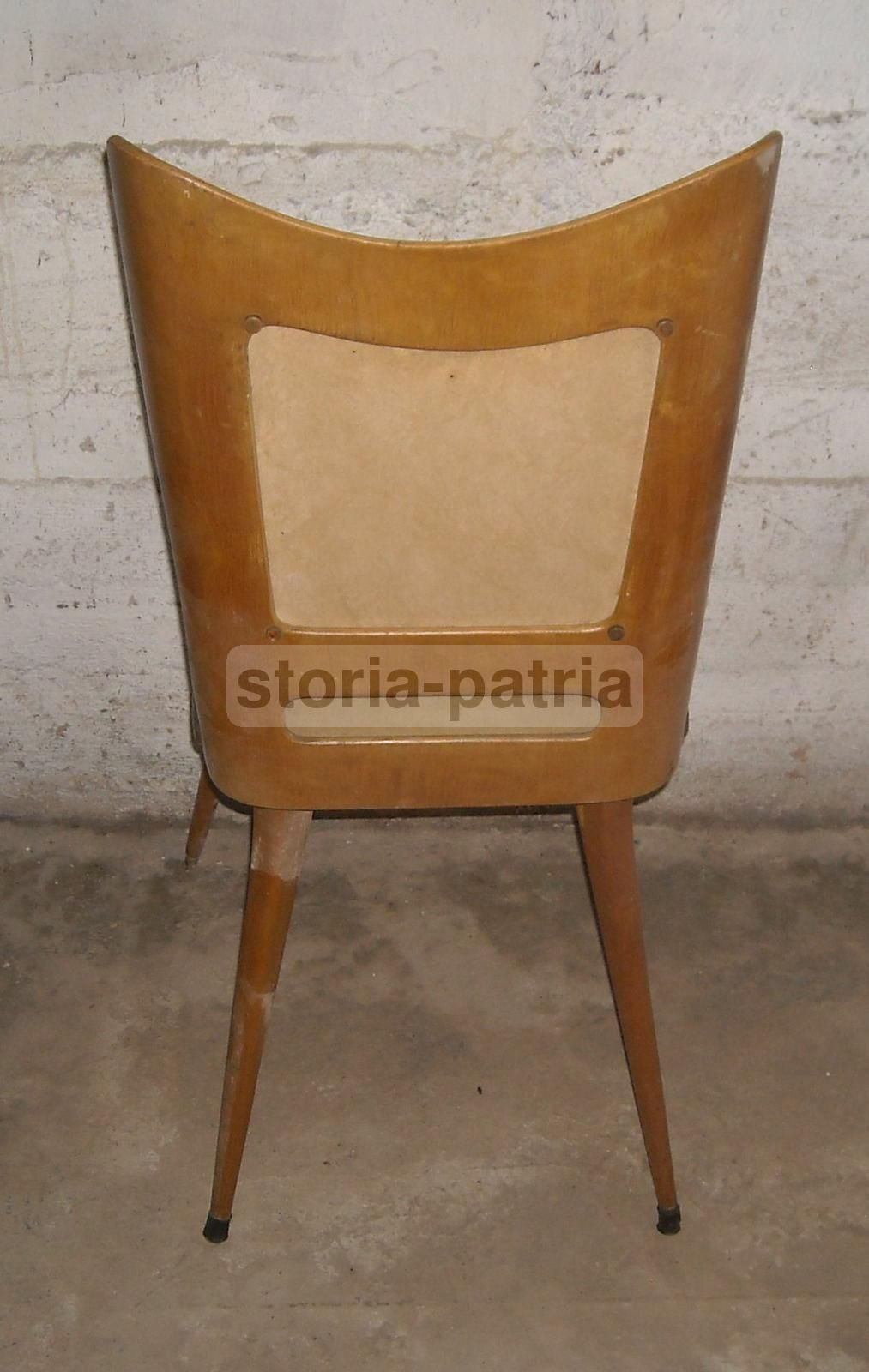 Sedia Design Italiano Anni '50 '60 Con Schienale In Legno Curvato