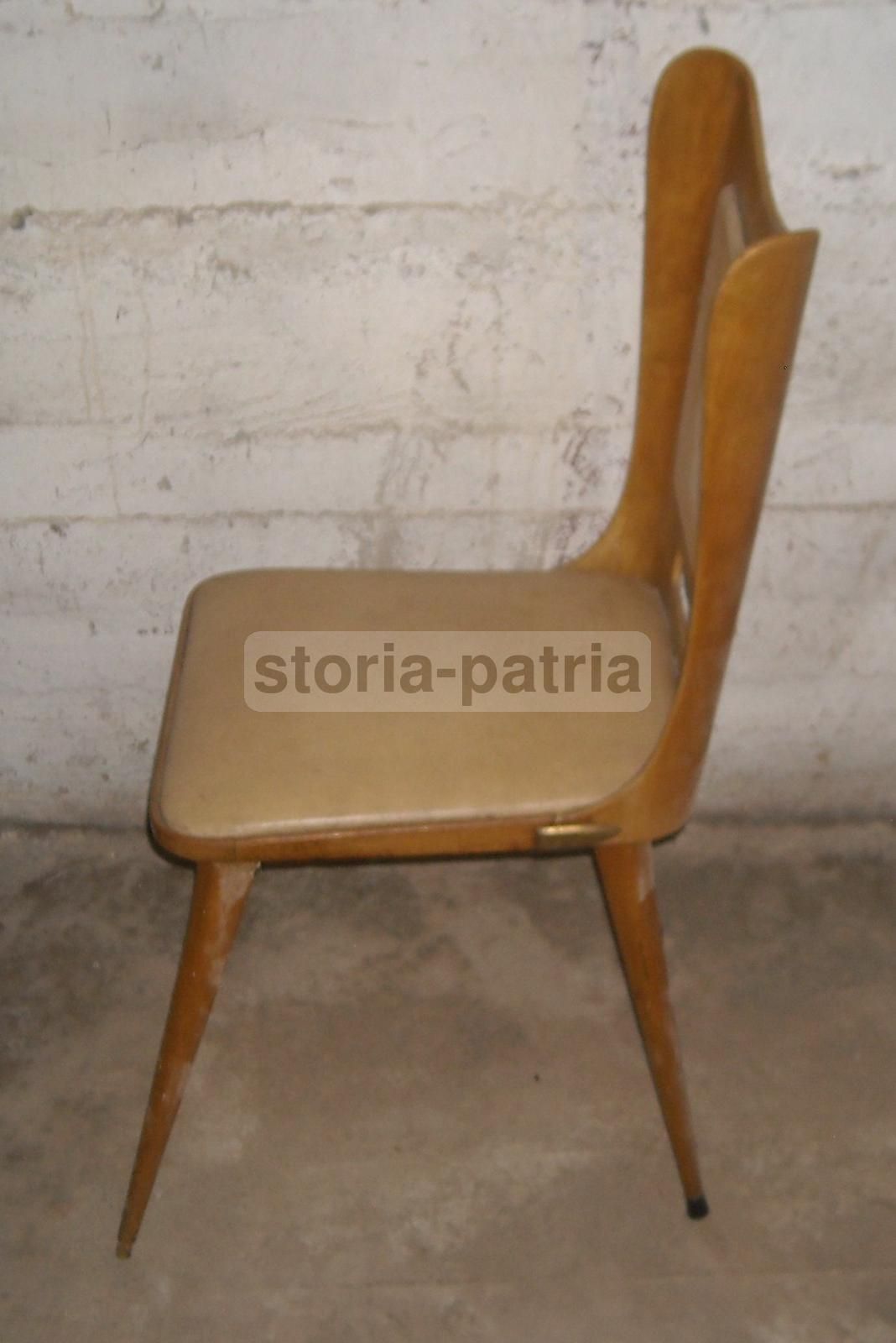 Sedia Design Italiano Anni '50 '60 Con Schienale In Legno Curvato