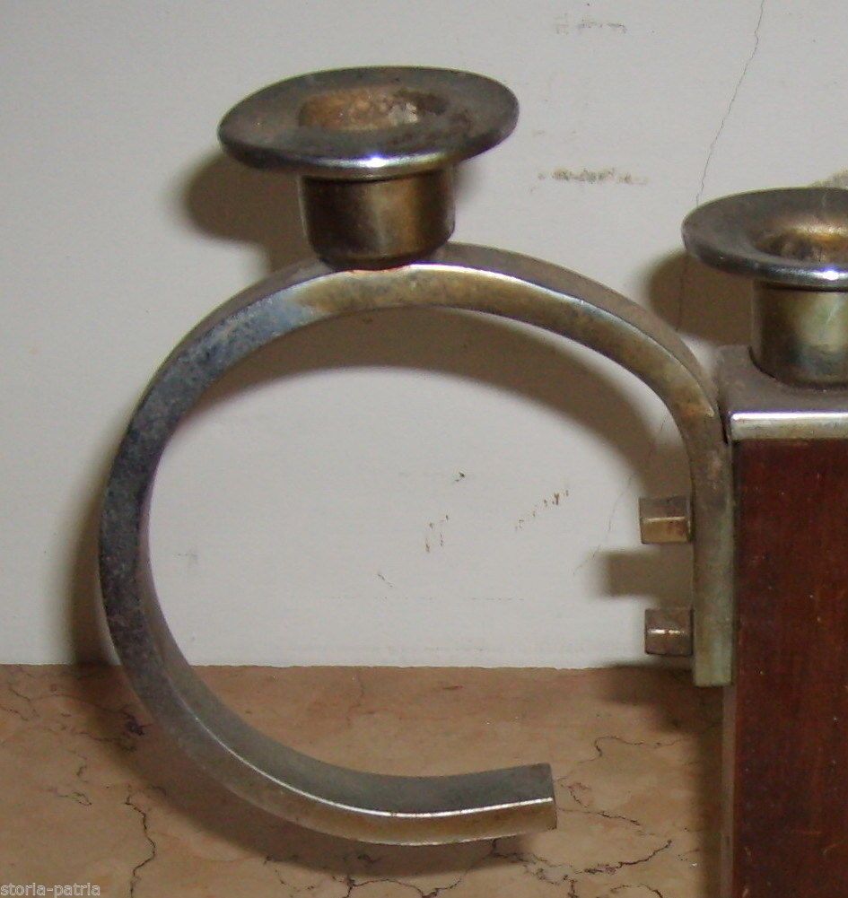 Lampada Art Déco Anni '30 A Tre Luci In Legno E Metallo