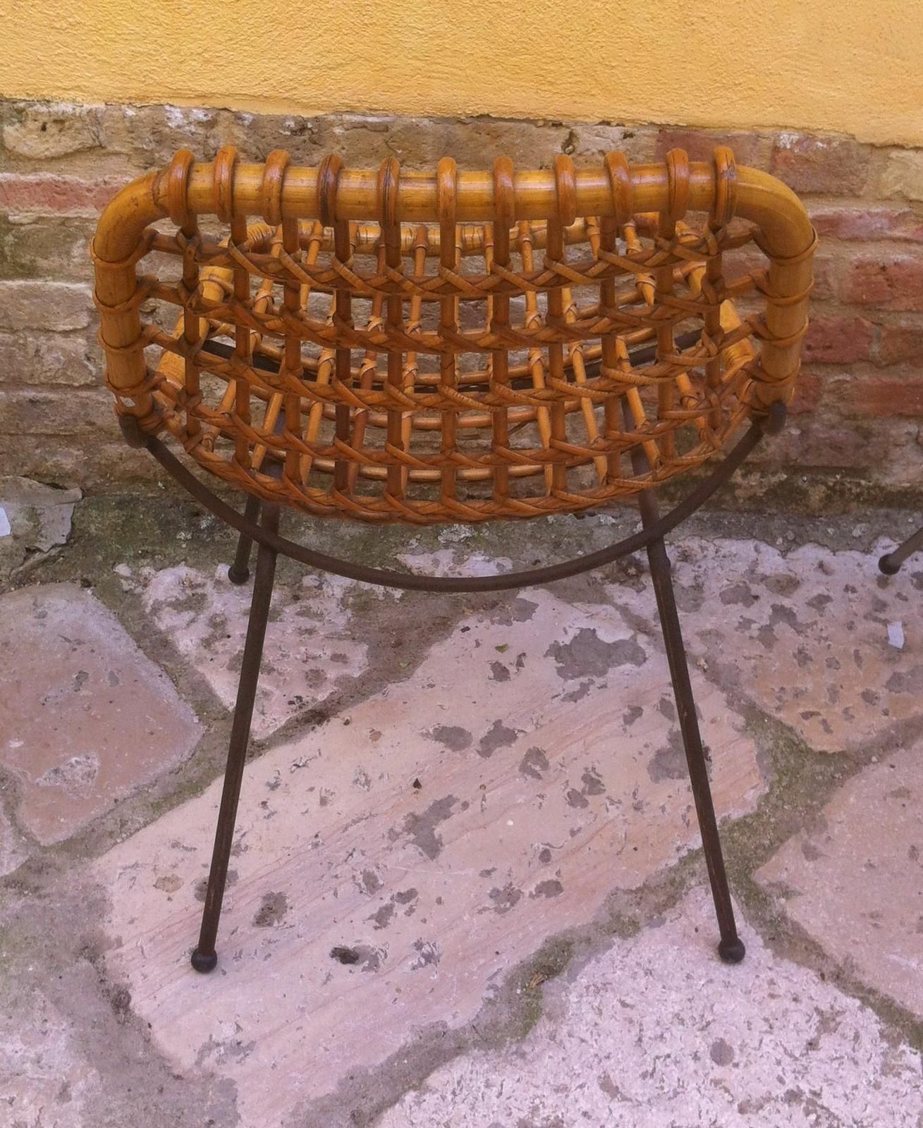 Sedia Poltrona In Bambù, Anni '50, Design Modernariato