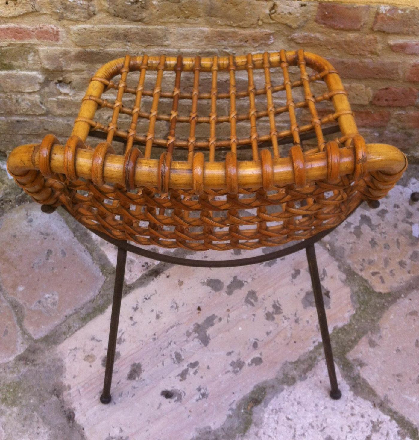 Sedia Poltrona In Bambù, Anni '50, Design Modernariato