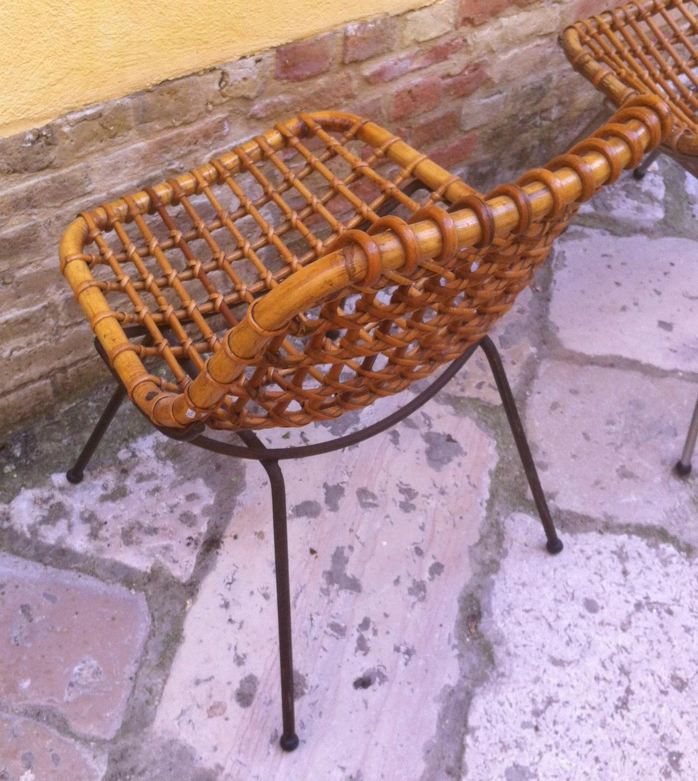 Sedia Poltrona In Bambù, Anni '50, Design Modernariato