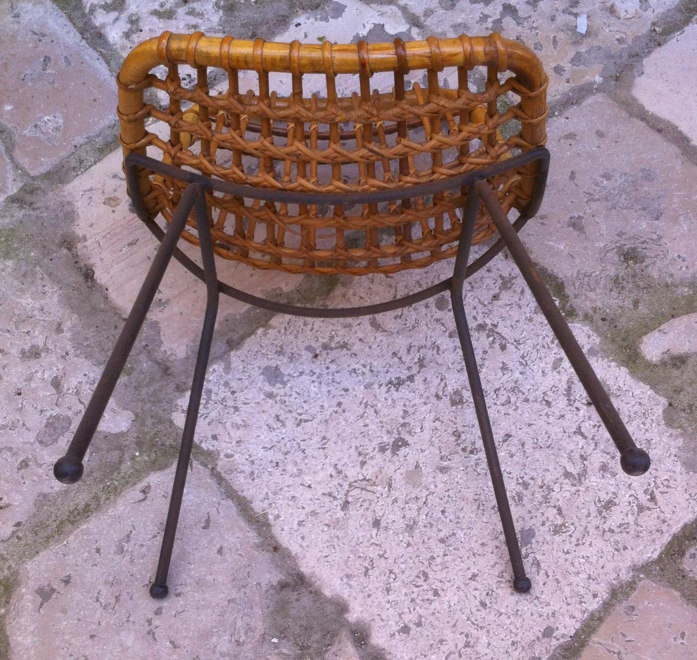 Sedia Poltrona In Bambù, Anni '50, Design Modernariato